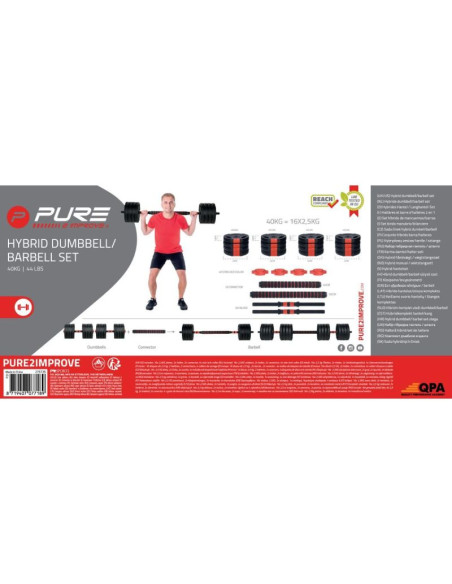 Hantla sztanga składana kompozytowa 40kg pure 2 improve