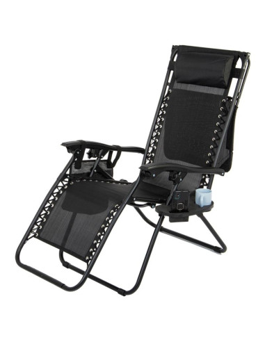 Leżak ogrodowy składany wielofunkcyjny z daszkiem 173x52/65x110cm czarno-szary