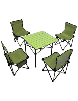 Zestaw turystyczny 5w1 stolik i 4 krzesła zielony 2