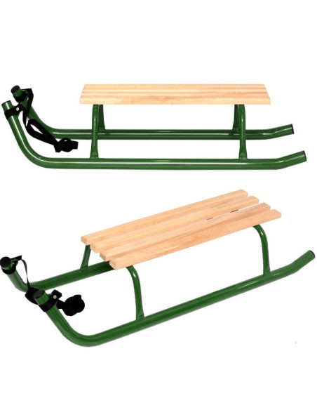 Sanki metalowe kuligowe 2 osobowe wzmocnione zielone