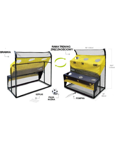 Zestaw treningowy do piłki nożnej bramka rama treningowa 2w1