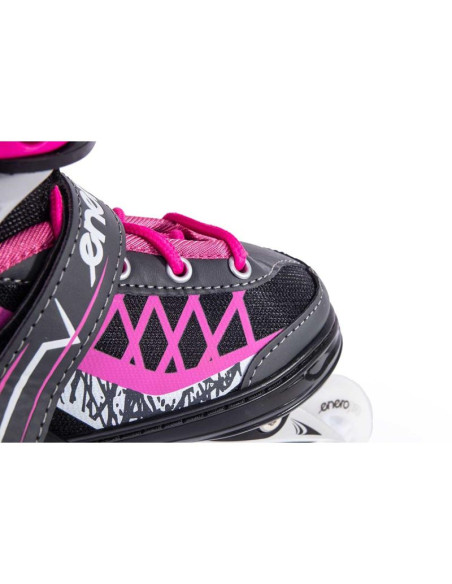 Łyżworolki-wrotki-łyżwy 4w1 enero pro led 30-33 różowo-szare