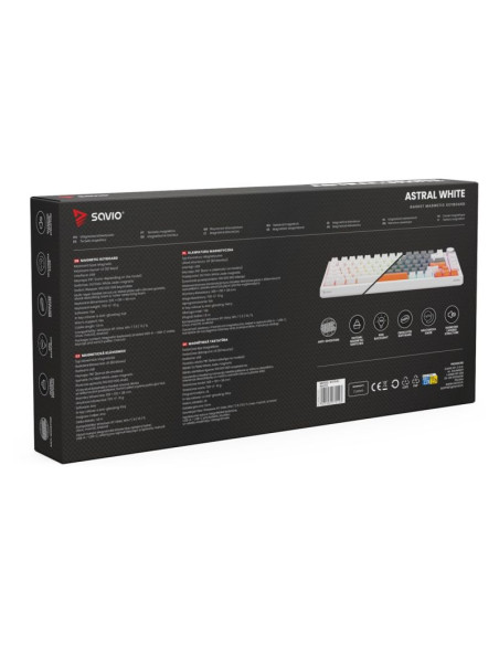 Savio klawiatura magnetyczna astral white outemu white jade rgb 3 kolory keycapów