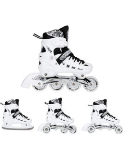 Nh10905 4w1 białe led rozm. s(31-34)  łyżworolki z wym. płozą hokejową nils extreme