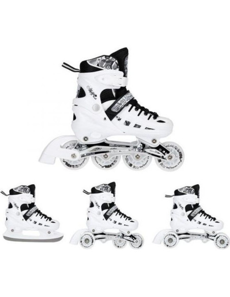 Nh10905 4w1 białe led rozm. s(31-34)  łyżworolki z wym. płozą hokejową nils extreme