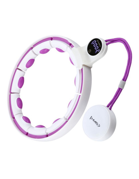 Hhm17 hula hop white/violet z magnesami i obciążnikiem + licznik hms