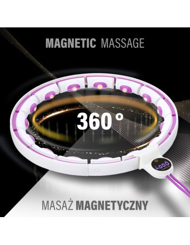 Hhm17 hula hop white/violet z magnesami i obciążnikiem + licznik hms