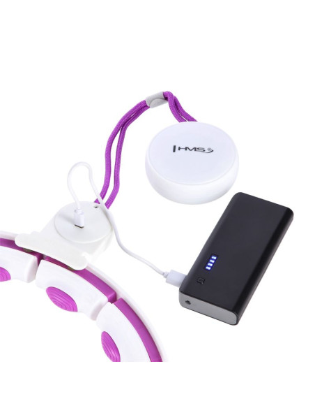 Hhm17 hula hop white/violet z magnesami i obciążnikiem + licznik hms