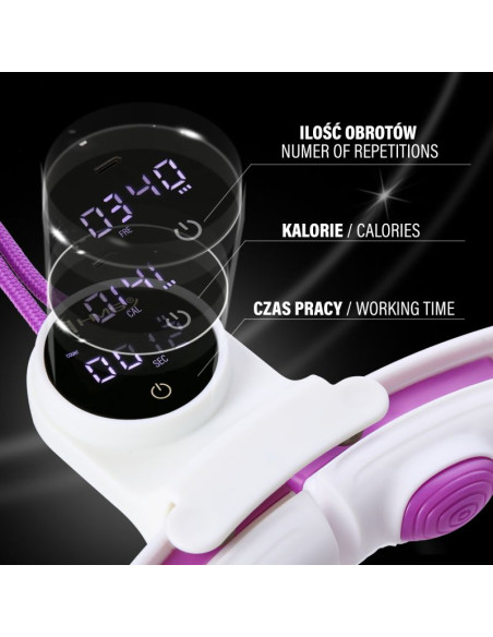 Hhm17 hula hop white/violet z magnesami i obciążnikiem + licznik hms