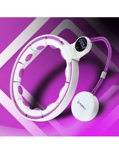 Hhm17 hula hop white/violet z magnesami i obciążnikiem + licznik hms