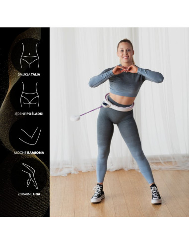 Hhm17 hula hop white/violet z magnesami i obciążnikiem + licznik hms