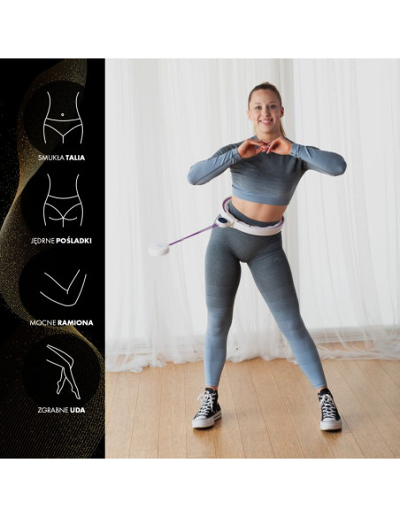 Hhm17 hula hop white/violet z magnesami i obciążnikiem + licznik hms