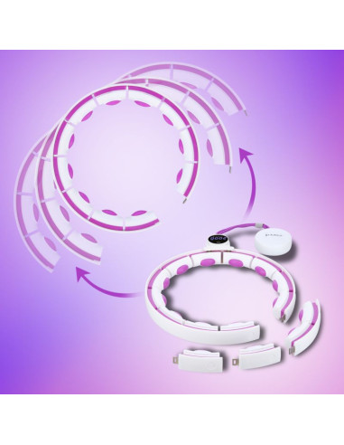 Hhm17 hula hop white/violet z magnesami i obciążnikiem + licznik hms