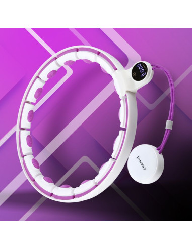 Hhm17 hula hop white/violet z magnesami i obciążnikiem + licznik hms