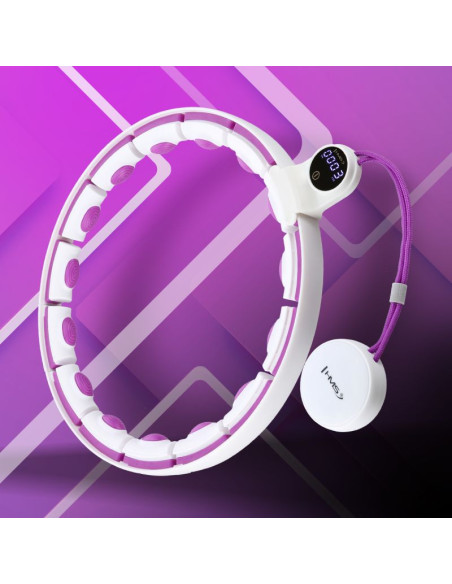 Hhm17 hula hop white/violet z magnesami i obciążnikiem + licznik hms