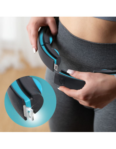 Hhm17 hula hop black/turquoise z magnesami i obciążnikiem + licznik hms