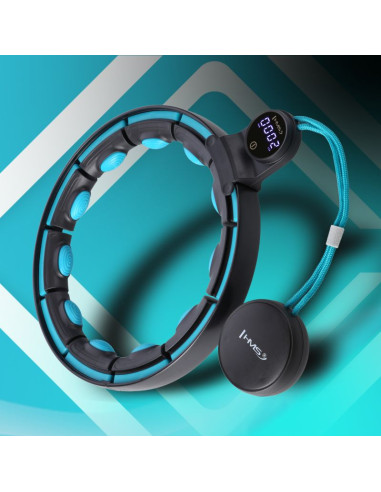 Hhm17 hula hop black/turquoise z magnesami i obciążnikiem + licznik hms