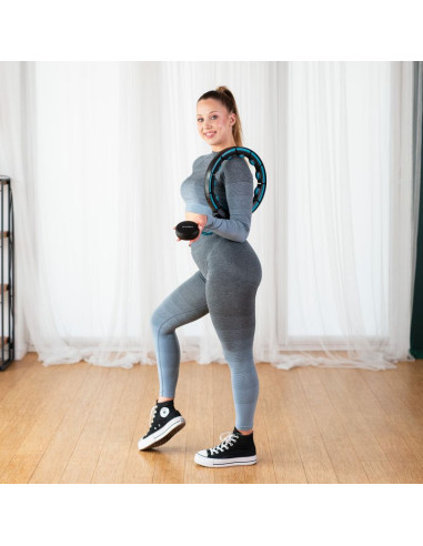 Hhm17 hula hop black/turquoise z magnesami i obciążnikiem + licznik hms
