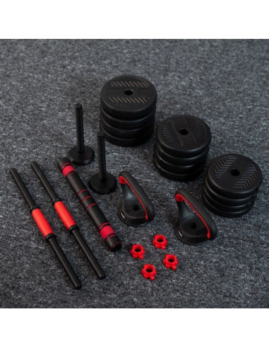 Zestaw ciężarów 6w1 hms sgn130 (sztanga, sztangielki i kettlebell) 30kg