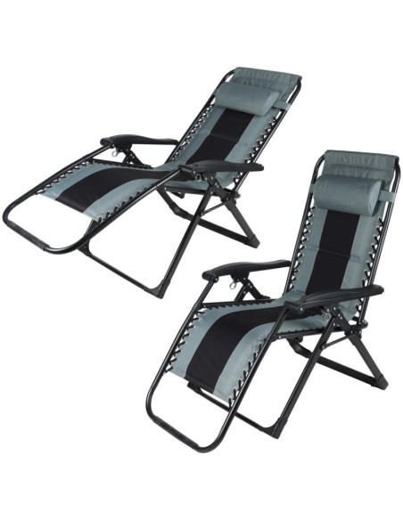 Leżak ogrodowy składany wielofunkcyjny 162x52/65x110cm czarno szary
