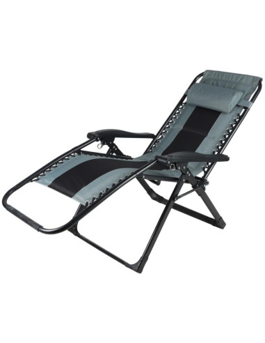 Leżak ogrodowy składany wielofunkcyjny 162x52/65x110cm czarno szary