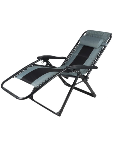 Leżak ogrodowy składany wielofunkcyjny 162x52/65x110cm czarno szary