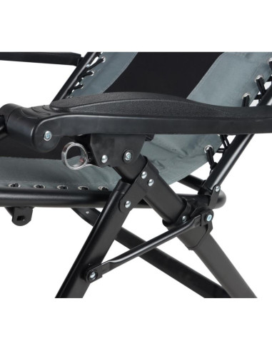 Leżak ogrodowy składany wielofunkcyjny 162x52/65x110cm czarno szary