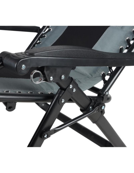 Leżak ogrodowy składany wielofunkcyjny 162x52/65x110cm czarno szary