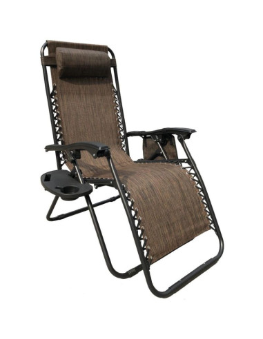 Leżak ogrodowy składany wielofunkcyjny 175x52/65x107cmy brązowy