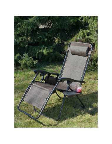 Leżak ogrodowy składany wielofunkcyjny 175x52/65x107cmy brązowy