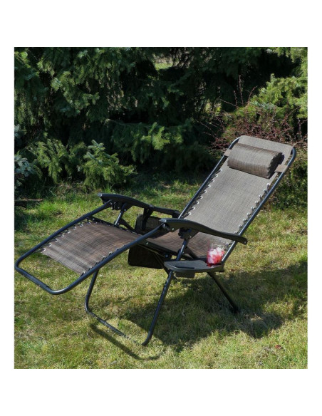 Leżak ogrodowy składany wielofunkcyjny 175x52/65x107cmy brązowy