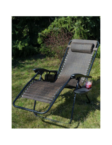 Leżak ogrodowy składany wielofunkcyjny 175x52/65x107cmy brązowy