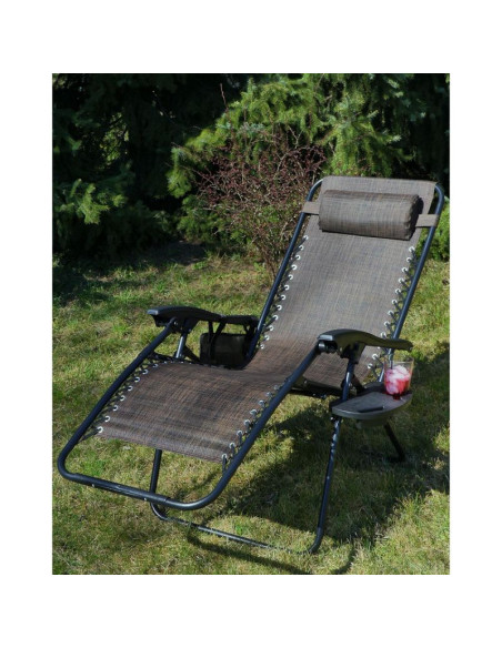 Leżak ogrodowy składany wielofunkcyjny 175x52/65x107cmy brązowy