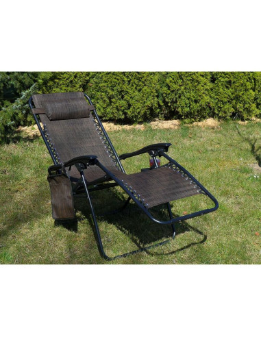 Leżak ogrodowy składany wielofunkcyjny 175x52/65x107cmy brązowy