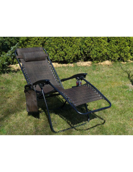 Leżak ogrodowy składany wielofunkcyjny 175x52/65x107cmy brązowy