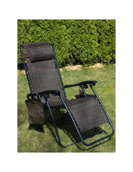 Leżak ogrodowy składany wielofunkcyjny 175x52/65x107cmy brązowy