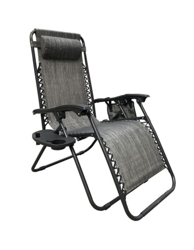 Leżak ogrodowy składany wielofunkcyjny 175x52/65x107cm szary