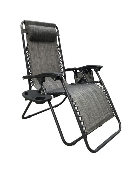 Leżak ogrodowy składany wielofunkcyjny 175x52/65x107cm szary