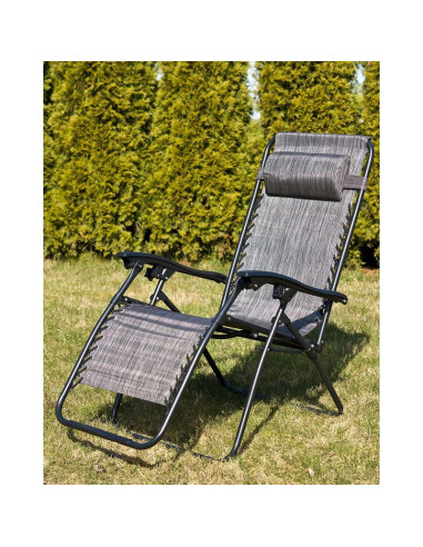 Leżak ogrodowy składany wielofunkcyjny 175x52/65x107cm szary