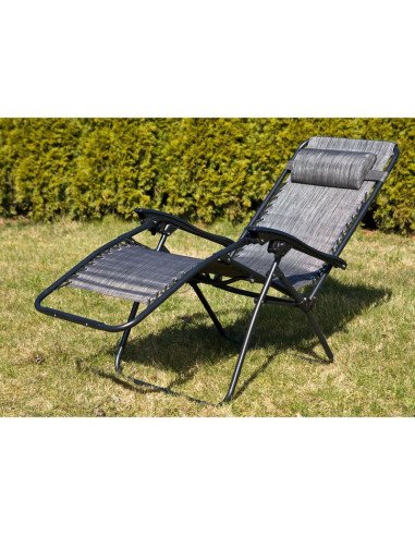 Leżak ogrodowy składany wielofunkcyjny 175x52/65x107cm szary
