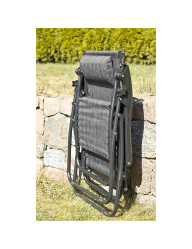 Leżak ogrodowy składany wielofunkcyjny 175x52/65x107cm szary