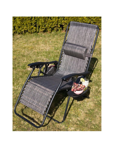Leżak ogrodowy składany wielofunkcyjny 175x52/65x107cm szary