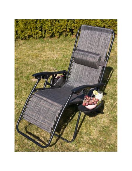 Leżak ogrodowy składany wielofunkcyjny 175x52/65x107cm szary