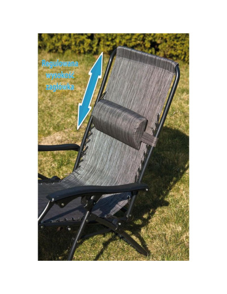 Leżak ogrodowy składany wielofunkcyjny 175x52/65x107cm szary