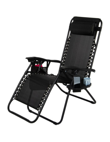 Leżak ogrodowy składany wielofunkcyjny 175x52/65x107cm czarny