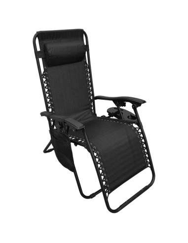 Leżak ogrodowy składany wielofunkcyjny 175x52/65x107cm czarny