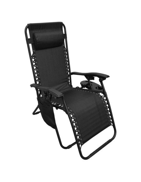 Leżak ogrodowy składany wielofunkcyjny 175x52/65x107cm czarny