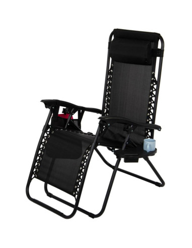 Leżak ogrodowy składany wielofunkcyjny 175x52/65x107cm czarny