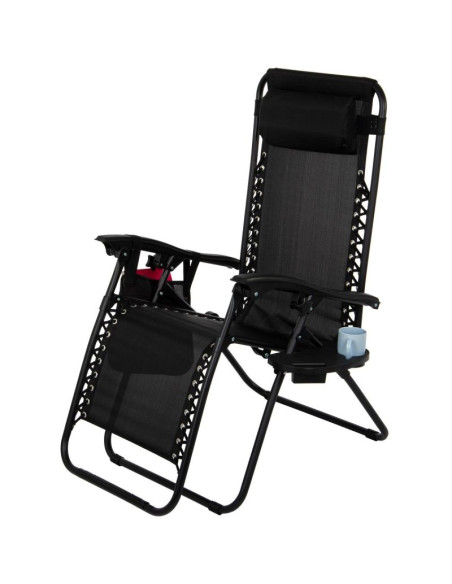Leżak ogrodowy składany wielofunkcyjny 175x52/65x107cm czarny