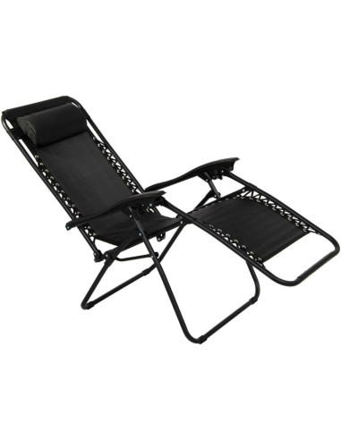 Leżak ogrodowy składany wielofunkcyjny 175x52/65x107cm czarny